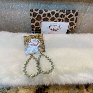 NWT and gift bag. Sea green / light turquoise beaded teardrop earrings.